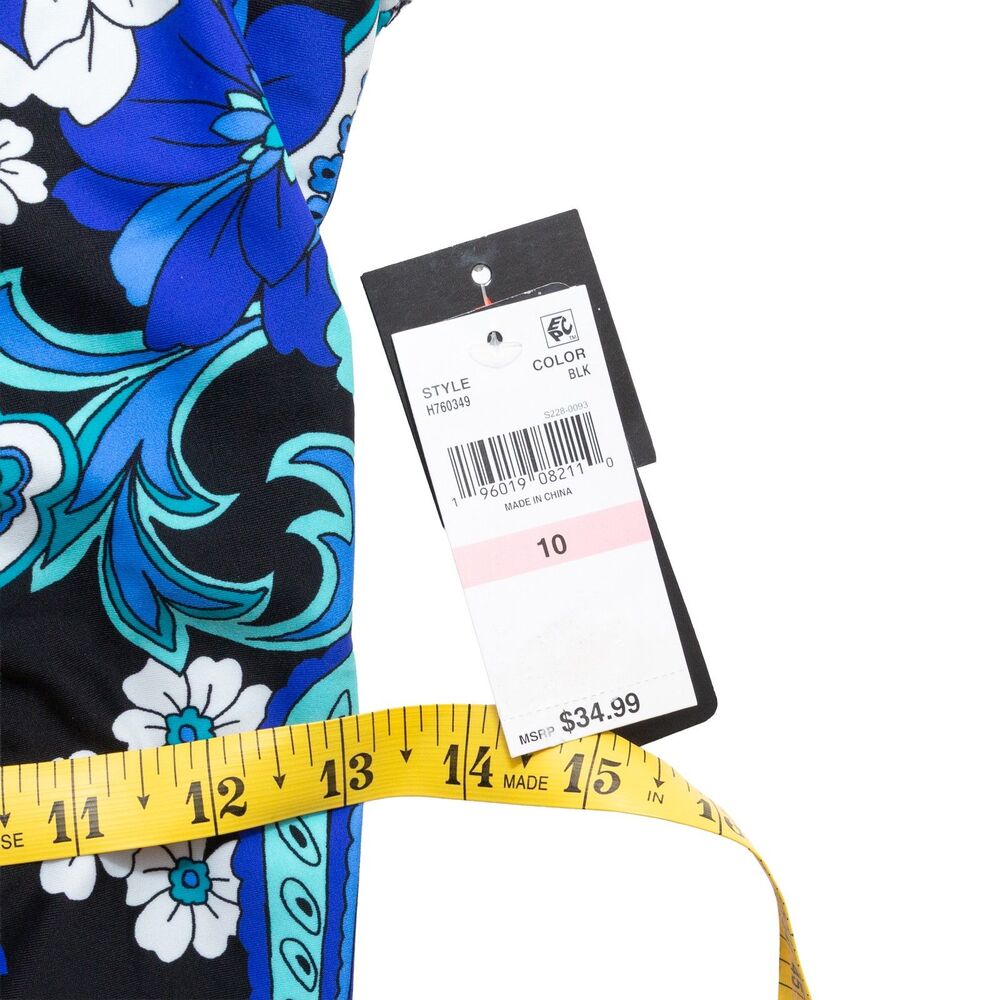 Island Escape Women's Size 10 Black Blue Floral Paisley Underwire Tankini Swim - Picture 6 of 6